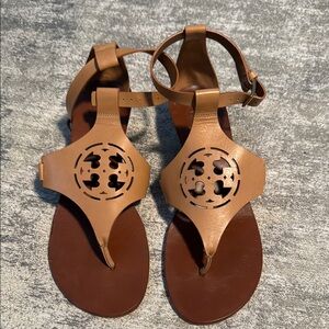 Tory Burch Brown Sandals with T-Strap Design